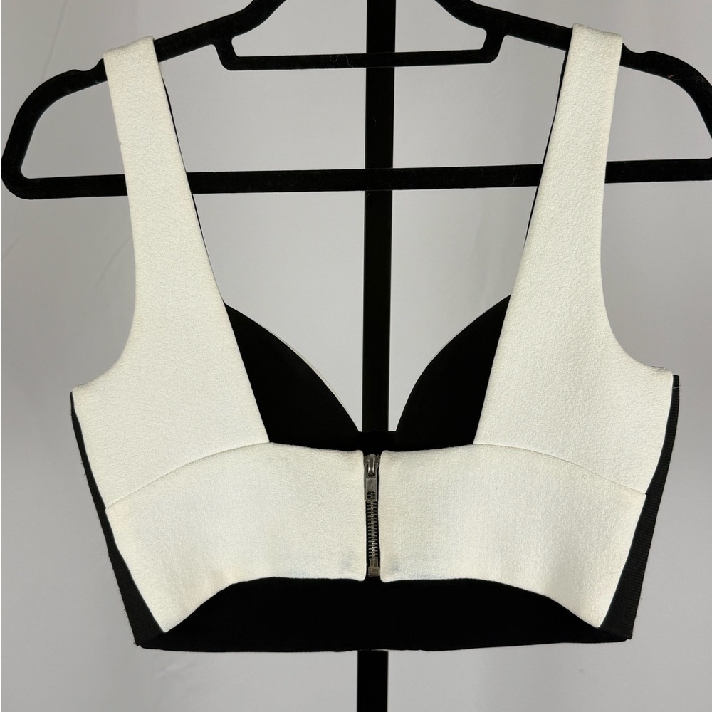 A.L.C. Morley Bustier Crop Top Sweetheart Cream Black Size 6 - Picture 3 of 8
